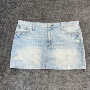 American Eagle Outfitters Light Wash Denim Mini Skirt Distressed Size 8